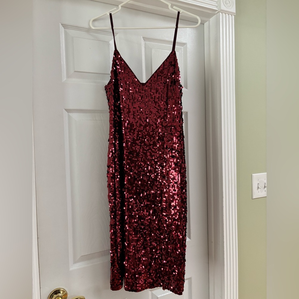 Red sequin dress